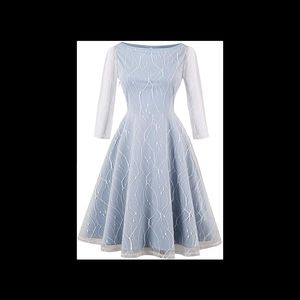 3/4 Length Sleeve Lace A-line Swing Party Dress